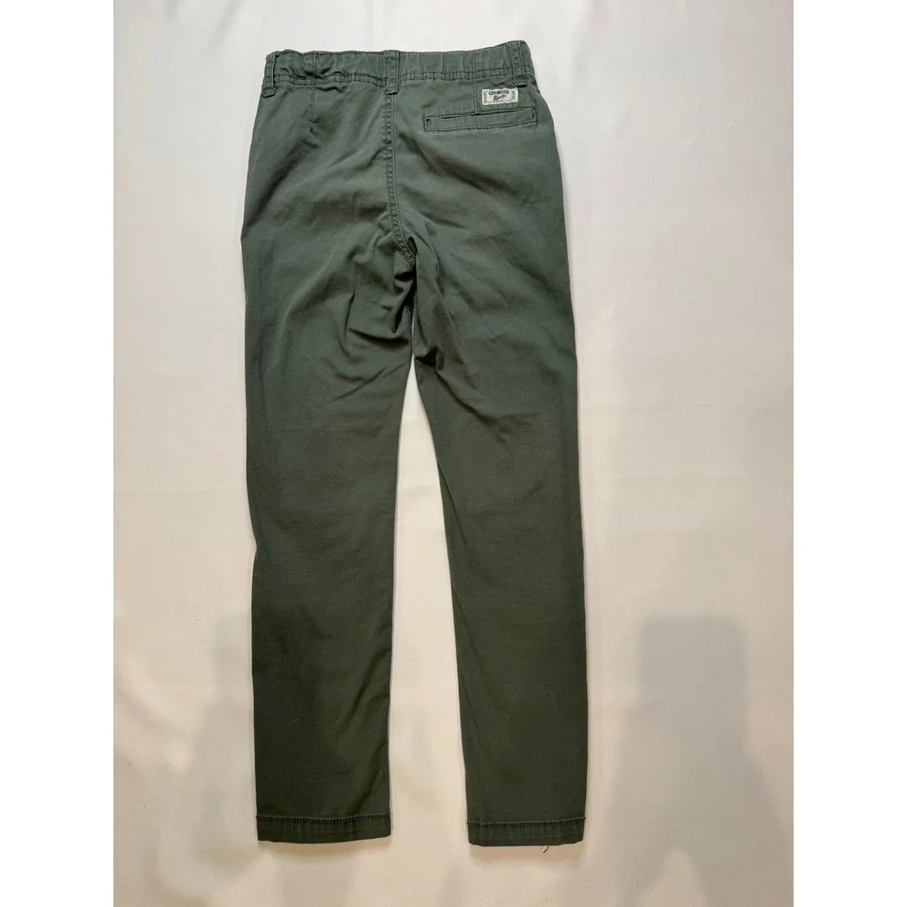 OshKosh B'gosh Chino Pants Kids‎ Size 7 Olive Green Good Adjustable Waist Slim